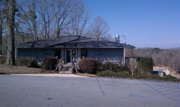 View of the front of the clubhouse.