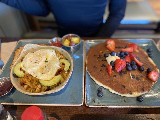 Farmhouse and Chocolate Chip Pancake with Berries and lots of love