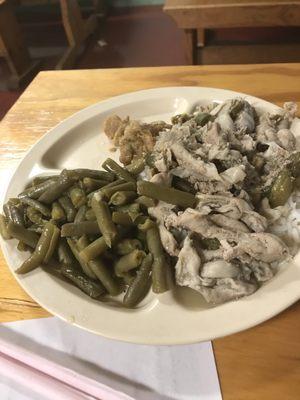 Chitterlings were good but veggies collards & green beans had no seasoning.  I never fried chitterlings but they were good.