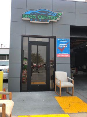 Smog Center outdoor waiting area