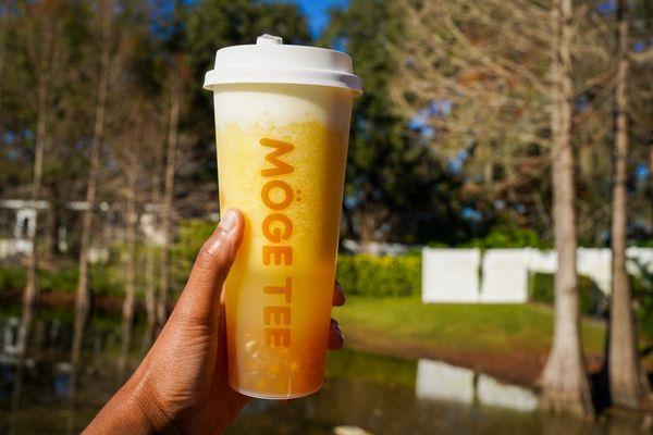 Mango tea with boba