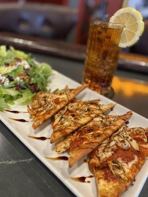 Chicken Caprese Flatbread & Salad Combo - Herb Roasted Chicken | Fresh Mozzarella | San Marzano Tomato Sauce | Balsamico | Basil