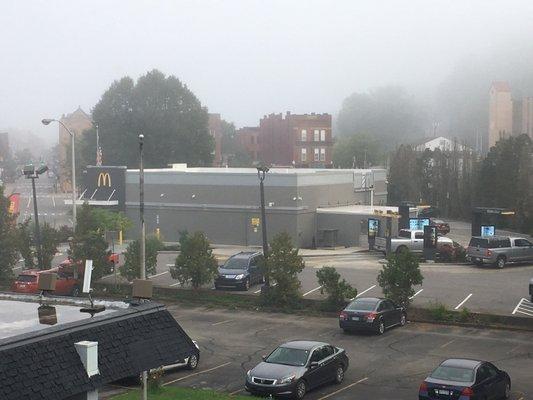 McDonald's amidst the fog.