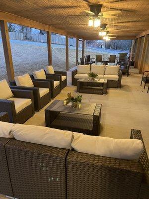 Seating on covered patio