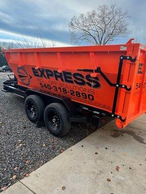 Roll off dumpster delivery.