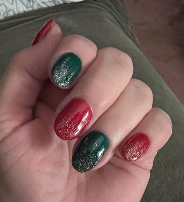 Beautiful job on my Christmas nails by Kim.