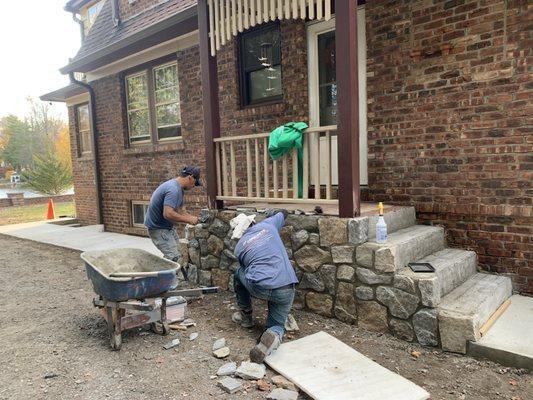 Stone veneer installation