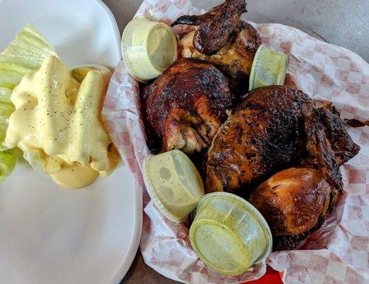 Yuca and a whole roast chicken