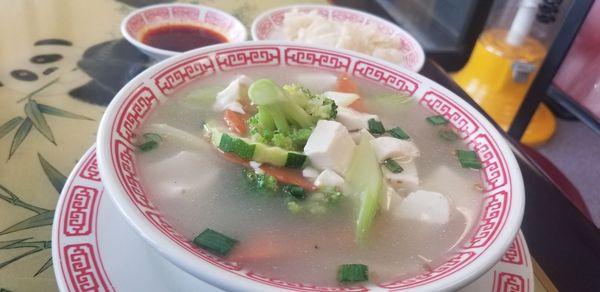 Vegetables Bean Curd Soup with Ginger