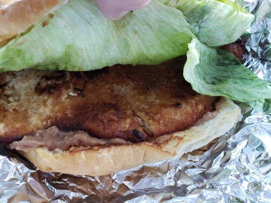 torta con milanesa de pollo (Mexican breaded chicken sub)