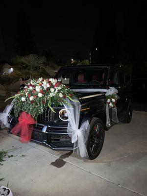 car decorated with flowers