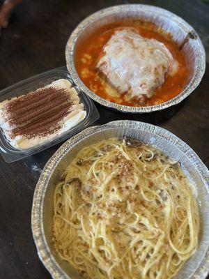 Homemade Lasagna and Homemade Alfredo with tiramisu