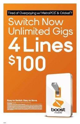 4 Lines $100 when you make the switch! Limited time only!