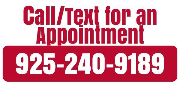 Call/Text for an Appointment