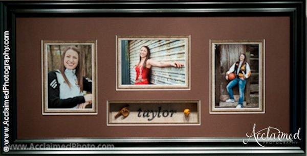 High school senior portrait panel with girl's name