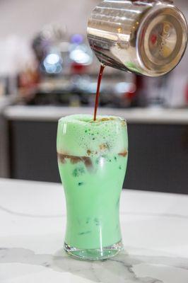 Pandan coffee latte