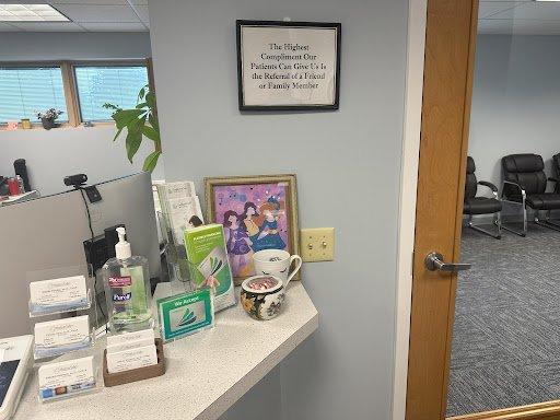 Our Goshen office's front desk