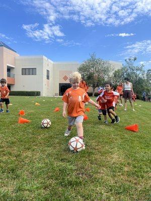 kicking the ball