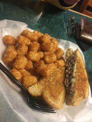 Patty melt and tots