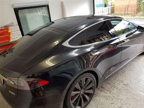 Window tinting job complete on one of our favorite vehicles another Tesla. As a Tesla owner ourselves we know these vehicles inside and out