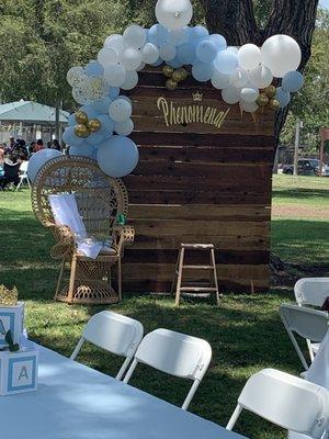 Wooden Backdrop and peacock chair -omg love it