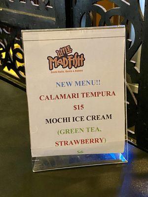 NEW MENU items