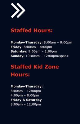 Staffed Hours from their website