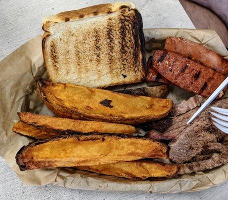 2 Meat Plate - Brisket and Sausage with Fries and Toast (Not GF)