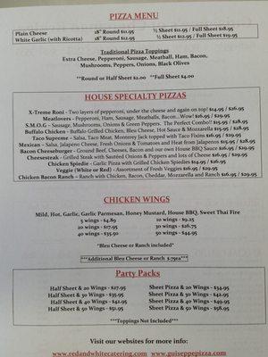 Guiseppe's Menu Pg2 July 2018