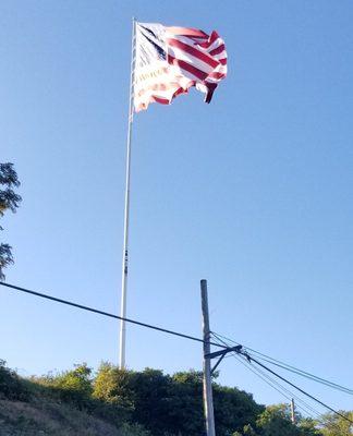 American Flag flying over the Incline Plane