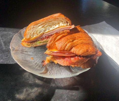 Breakfast Sandwich on a Croissant. Delicious!!