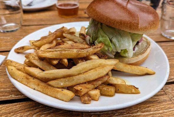 Falafel Burger with Truffle Fries ($13)