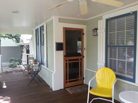 Beautiful custom wood frame door and custom wood frame screens!