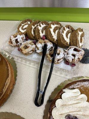 Thanksgiving luncheon-Pumpkin roll and apple cranberry tarts