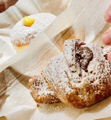 Flaky fresh Nutella & custard croissants!