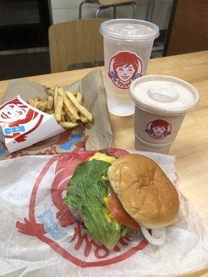 Bacon Jr. Bacon Cheeseburger, value French Fries and chocolate Frosty