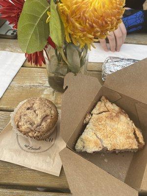 Snickerdoodle muffin with classic cinnamon and sugar $4 Oregon Marionberry coffee cake with streusel topping $5