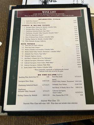 Wine list