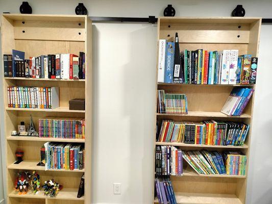 Birch Plywood sliding door bookshelves