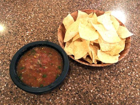 Complimentary Chips (Thin & Crispy) and Salsa (Chunky with Medium Heat)