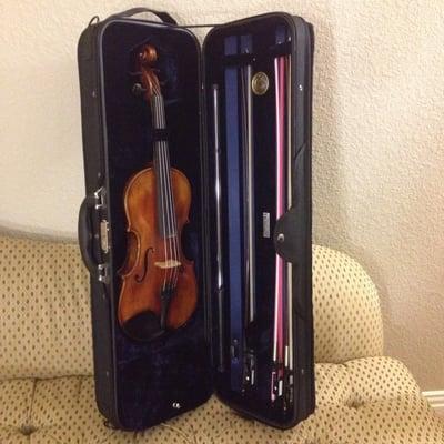 My new violin, case, and bow.