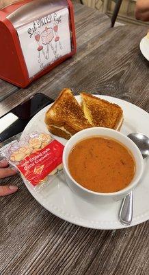 A Grilled 3 Cheese Sandwich with tomato soup!