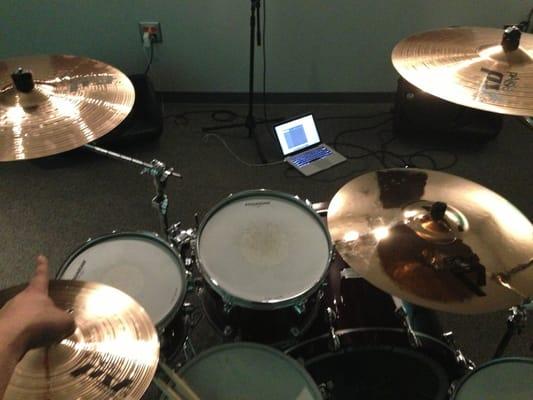 One of the awesome drum sets in the hourly rooms