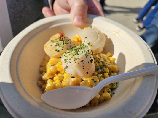 Hokkaido scallops and corn $5