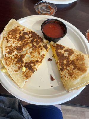 Bacon egg cheese quesadilla!