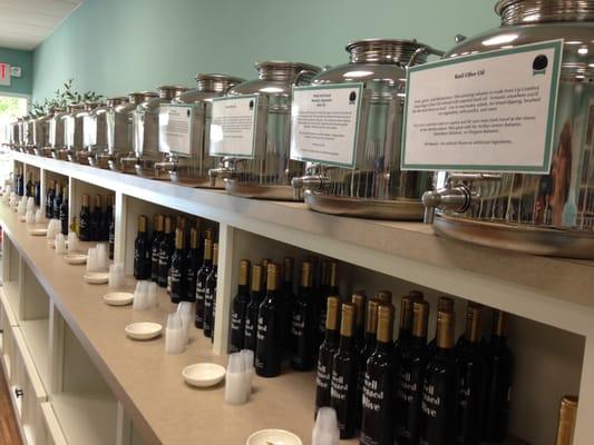 Over 40 different varieties of Olive Oil and Balsamic Vinegars to taste - The Well Dressed Olive