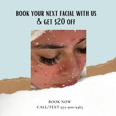 $20 off first facial with Amore' Wax & Wellness