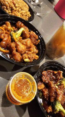 Sesame Beef and Orange Chicken