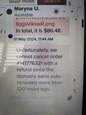 No refund