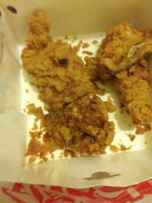 How do i suppose to eat this dried up chicken with a partial. Everything about this location was terrible even the staff